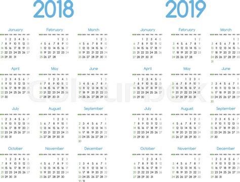New year 2018 and 2019 vector calendar modern simple ...