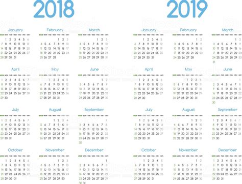 New Year 2018 And 2019 Vector Calendar Modern Simple ...