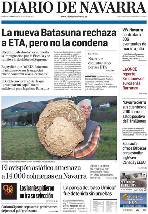 Newspaper Diario de Navarra  Spain . Front pages from ...