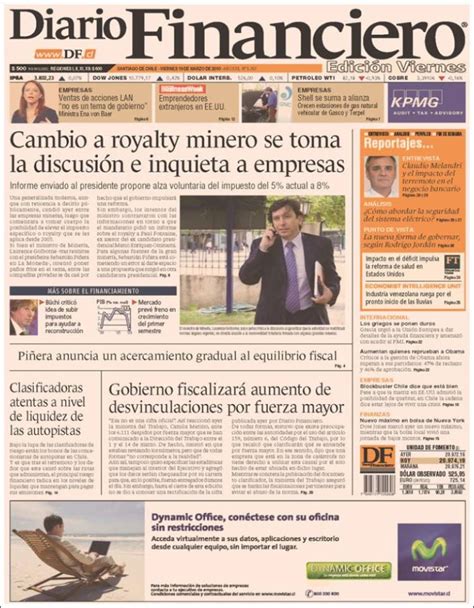 Newspaper Diario Financiero  Chile . Newspapers in Chile ...