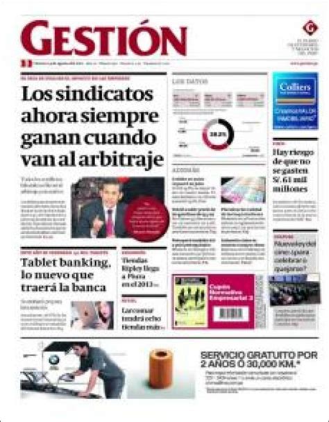 Newspaper Diario Gestión  Peru . Newspapers in Peru ...