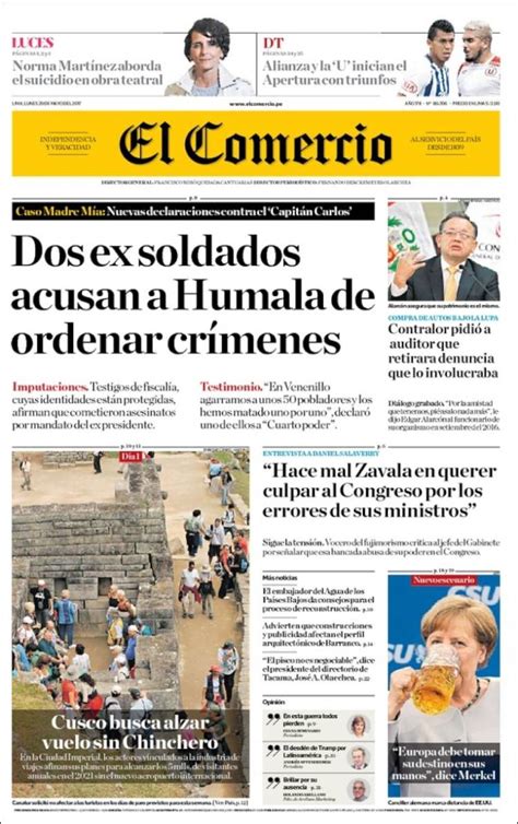 Newspaper El Comercio  Peru . Newspapers in Peru. Today s ...