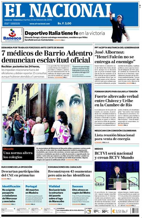 Newspaper El Nacional  Venezuela . Newspapers in Venezuela ...