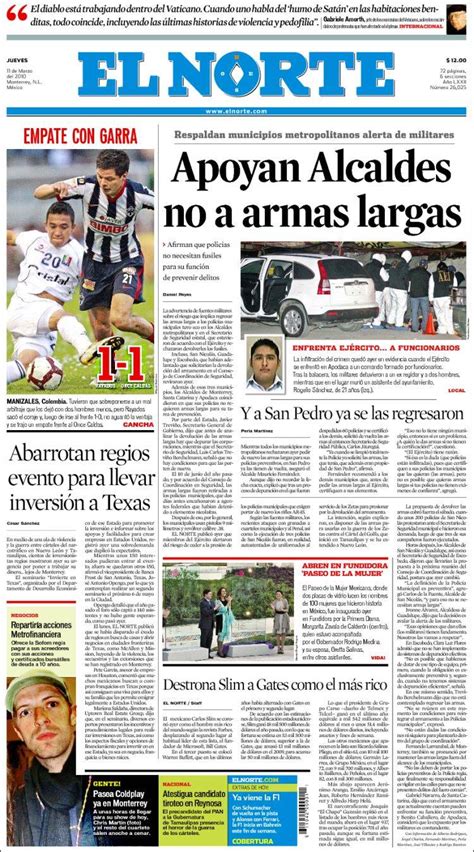 Newspaper El Norte Mexico . Newspapers in Mexico ...