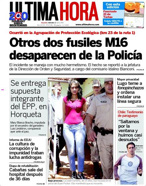 Newspaper Última Hora  Paraguay . Newspapers in Paraguay ...
