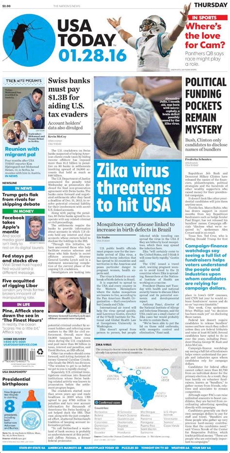 Newspaper USA Today  USA . Newspapers in USA. Thursday s ...