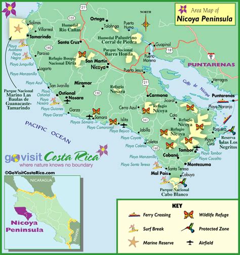 Nicoya Peninsula Map, Costa Rica   Go Visit Costa Rica