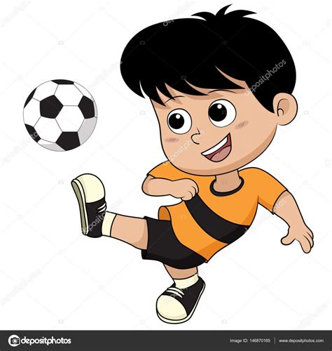 niño de dibujos animados Futbol — Archivo Imágenes ...