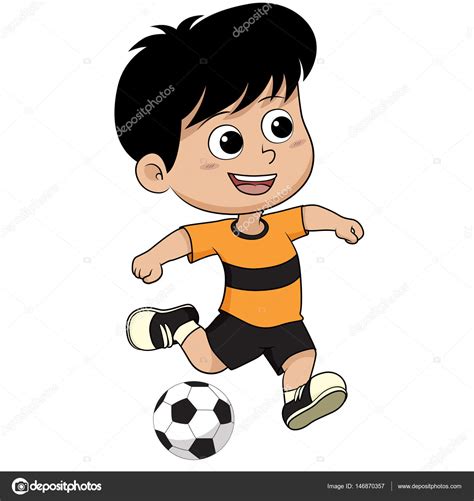 niño de dibujos animados Futbol — Vector de stock ...