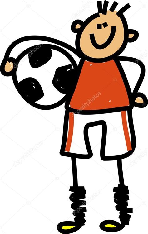 Niño dibujos animados jugando fútbol — Vector de stock ...