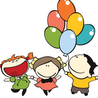 Niños con globos para colorear e imprimir