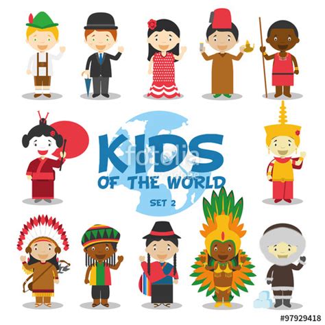 Niños del mundo: Nacionalidades Set 2. Grupo de 12 ...