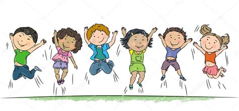 Niños felices saltando — Archivo Imágenes Vectoriales ...