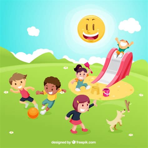 Niños jugando en el parque | Descargar Vectores gratis