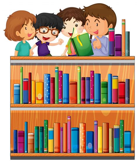 Niños leyendo libros en la biblioteca | Descargar Vectores ...
