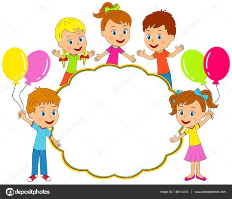niños y niñas con globos — Vector de stock © iris828 ...