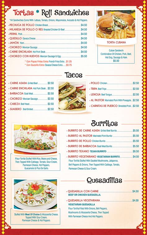 NJ Mexican Restaurant Menu   Costa Chica Restaurant