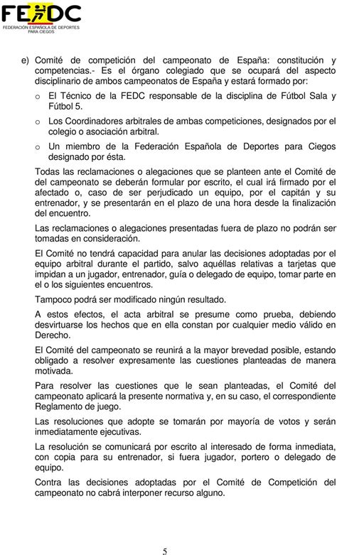 NORMATIVA CAMPEONATOS DE ESPAÑA FÚTBOL SALA Y FÚTBOL   PDF