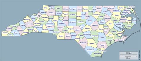 North Carolina free map, free blank map, free outline map ...
