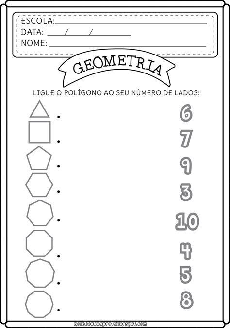 Notebook da Profª: Ficha ligue Formas Geométricas
