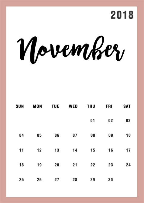 November 2018 Calendar design | 2018 Calendar and ...