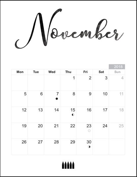 November 2018 Calendar | Latest Calendar