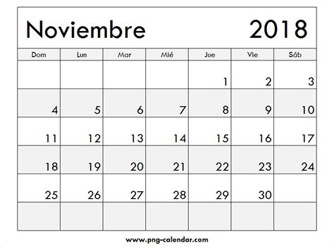 Noviembre Calendario 2018 Imprimir | Spanish Calendar 2018 ...