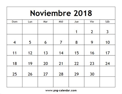 Noviembre Calendario 2018 Imprimir | Spanish Calendar 2018 ...