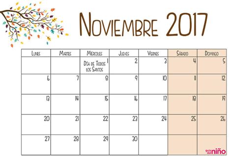 Noviembre   Calendario escolar 2017 2018 para imprimir ...