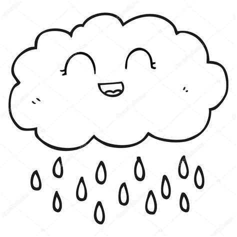 nube de lluvia de dibujos animados blanco y negro — Vector ...