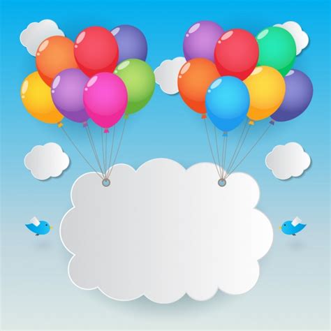 Nube levantada por globos de colores | Descargar Vectores ...