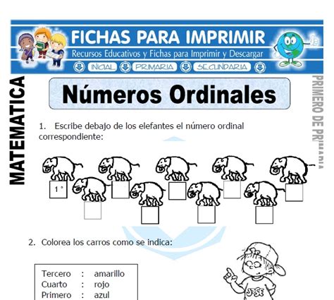 Numeros Ordinales para Primero de Primaria   Fichas para ...