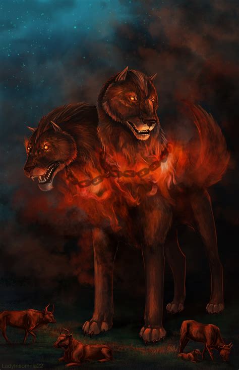 O is for Orthrus, two headed brother of Cerberus, guardian ...