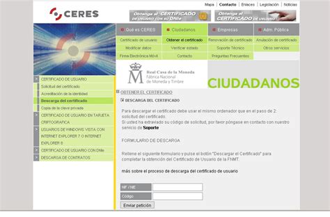 Obtener el certificado digital desde la web de CERES