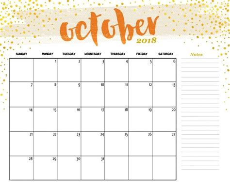 October 2018 Calendar Template | Calendar 2018 | Pinterest ...