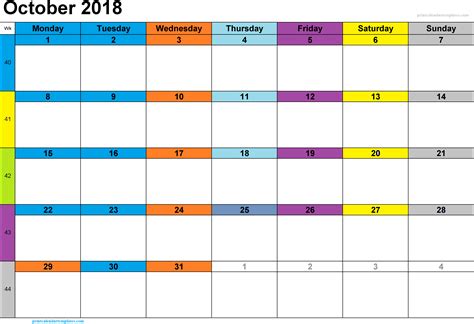October 2018 Printable Calendar | Printable Calendar Templates