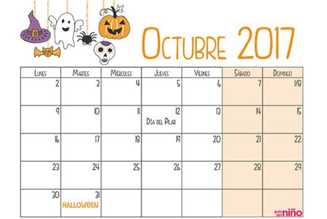 Octubre   Calendario escolar 2017 2018 para imprimir ...