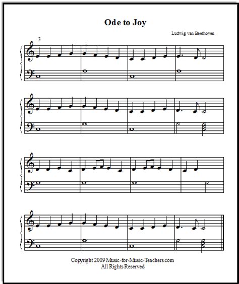 Ode to Joy Free Kids  Sheet Music for Piano