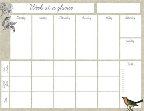 Oh the lovely things: Free Printable  Week At A Glance ...
