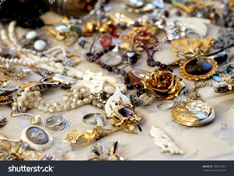 Old Vintage Necklaces Jewelry Sale Antique Stock Photo ...