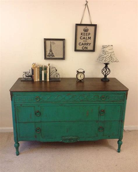 On Hold Rustic Chic antique turquoise dresser  painted ...