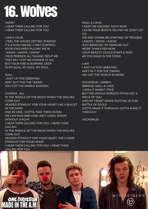 One Direction   Wolves Lyrics | ONE DIRECTION | Pinterest ...