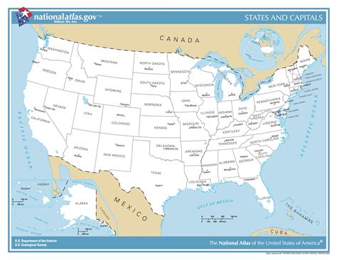 Online Maps: United States map with capitals