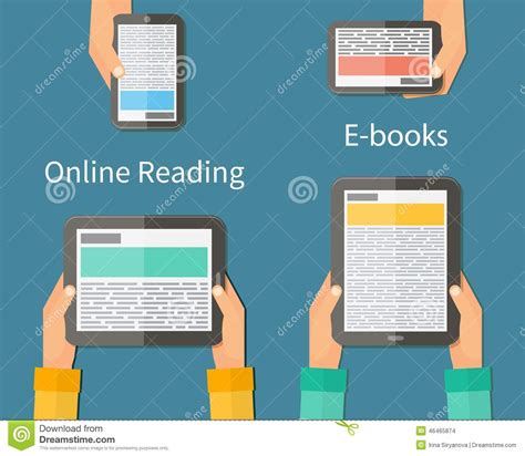 Online Reading And E book. Mobile Devices Stock Vector ...