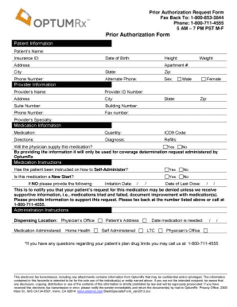 Optumrx Prescription Fax Form   Fill Online, Printable ...