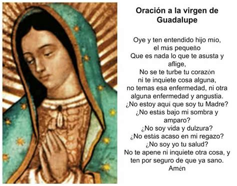 Oración virgen de Guadalupe | soy Católica | Pinterest ...