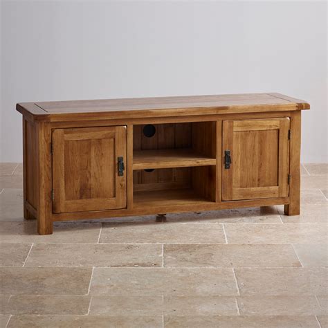 Original Rustic Wide TV Cabinet in Solid Oak | Oak ...