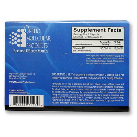 Ortho Molecular Products Vitamin D3 50,000 IU 10 Pack   10 ...