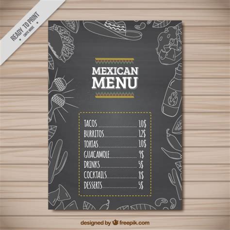 Outlined mexican restaurant menu design Vector | Free Download