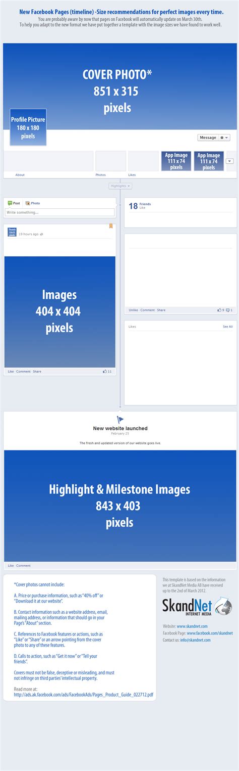 Overview for all images sizes for the new Facebook pages ...
